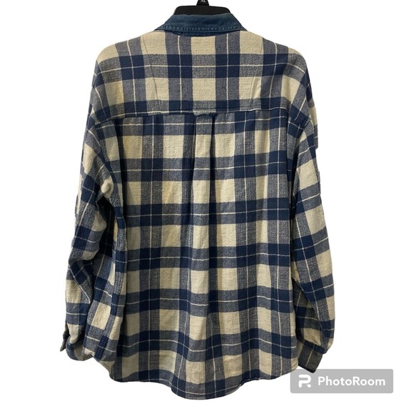 Fryday Club by NRK Flannel Button Up Mens Large Blue Plaid Casual Collared - Picture 10 of 10